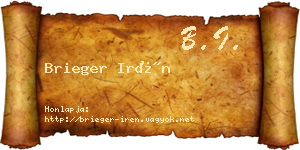 Brieger Irén névjegykártya